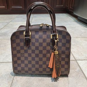 LOUIS VUITTON DAMIER EBENE TRIANA  HANBAG WITH KEY CHAIN TASSEL